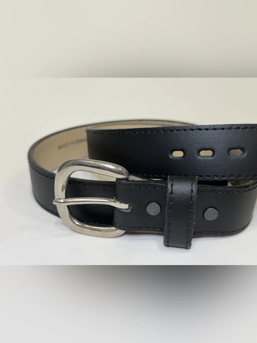 Men's Black Dress Belt Size 36 Silver Buckle Adjustable Classic Style